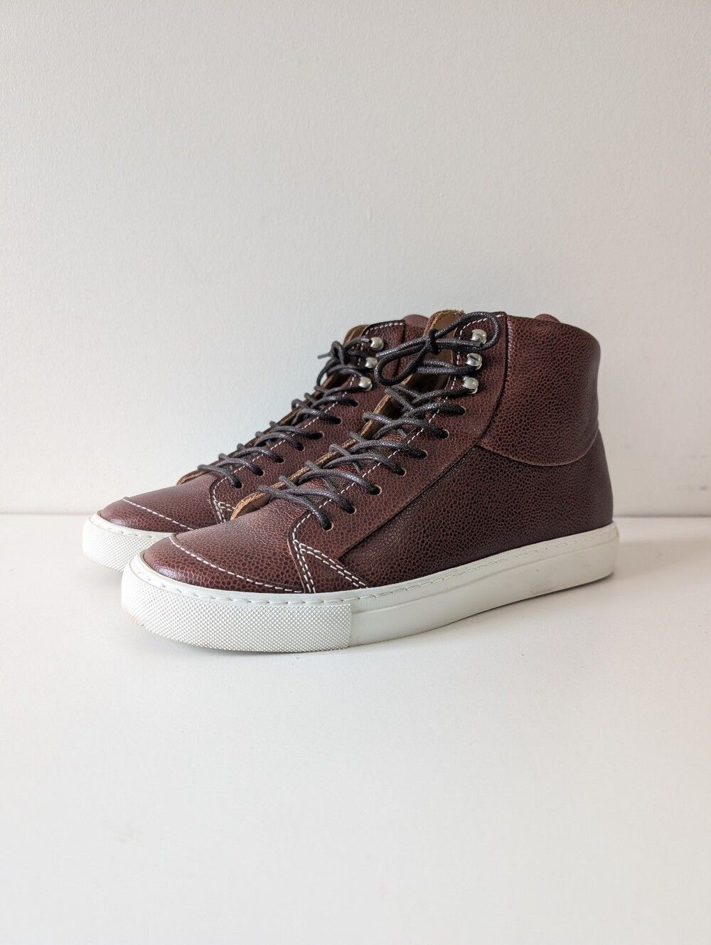 The Generic Man, Men’s Hi-Top Sneaker, Brown Leather Size 8/41
